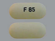 Quetiapine Fumarate: This is a yellow oblong Tablet imprinted with F 85 on the front, nothing on the back, and is manufactured by RISING PHARM.