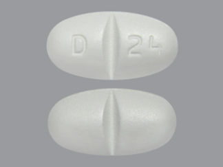 This is a Tablet imprinted with D 24 on the front, nothing on the back.