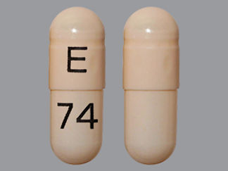 This is a Capsule Er 24 Hr imprinted with E on the front, 74 on the back.