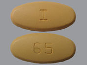 Valsartan-Hydrochlorothiazide: This is a Tablet imprinted with I on the front, 65 on the back.