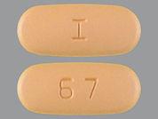 Valsartan: This is a Tablet imprinted with I on the front, 67 on the back.
