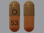 Tamsulosin Hcl: This is a Capsule imprinted with D on the front, 53 on the back.
