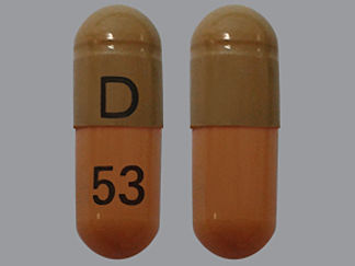This is a Capsule imprinted with D on the front, 53 on the back.