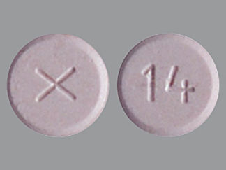 This is a Tablet imprinted with X on the front, 14 on the back.
