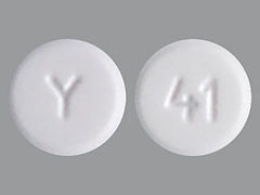 This is a white round Tablet imprinted with Y on the front, 41 on the back, and is manufactured by AUROBINDO PHARM.