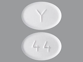 This is a Tablet imprinted with Y on the front, 44 on the back.