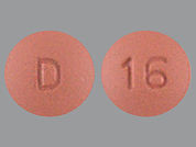 Quinapril: This is a Tablet imprinted with D on the front, 16 on the back.