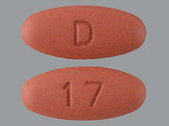 Esto es un Tableta color café oval imprimido con D en la parte delantera, 17 en la parte posterior, y es fabricado por AUROBINDO PHARM.