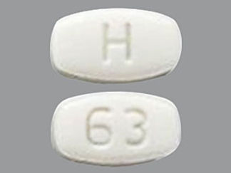 This is a Tablet imprinted with 63 on the front, H on the back.