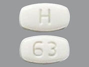Aripiprazole: This is a Tablet imprinted with 63 on the front, H on the back.