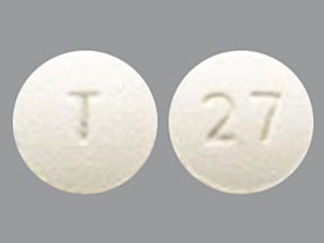 This is a Tablet imprinted with T on the front, 27 on the back.