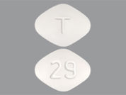 Sildenafil Citrate: This is a Tablet imprinted with T on the front, 29 on the back.