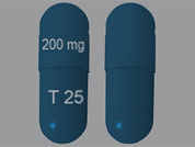 Atazanavir Sulfate: This is a Capsule imprinted with 200 mg on the front, T 25 on the back.