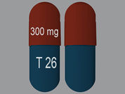 Atazanavir Sulfate: This is a Capsule imprinted with 300 mg on the front, T 26 on the back.