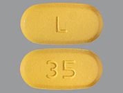Amlodipine-Valsartan: This is a Tablet imprinted with L on the front, 35 on the back.