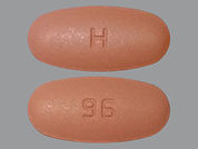 Valganciclovir Hcl: This is a Tablet imprinted with H on the front, 96 on the back.