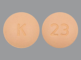 This is a Tablet imprinted with K on the front, 23 on the back.