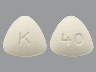 This is a Tablet imprinted with K on the front, 40 on the back.