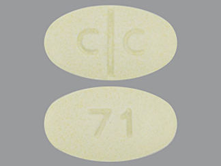 This is a Tablet imprinted with C C on the front, 71 on the back.