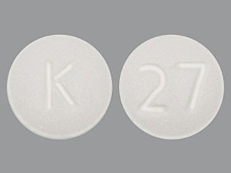 This is a Tablet imprinted with K on the front, 27 on the back.