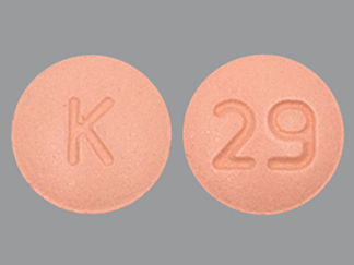 This is a Tablet imprinted with K on the front, 29 on the back.