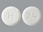 Telmisartan: This is a white round Tablet imprinted with H on the front, 74 on the back, and is manufactured by AUROBINDO PHARM.