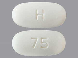 This is a Tablet imprinted with H on the front, 75 on the back.