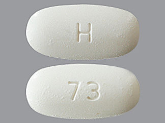 This is a Tablet imprinted with H on the front, 73 on the back.