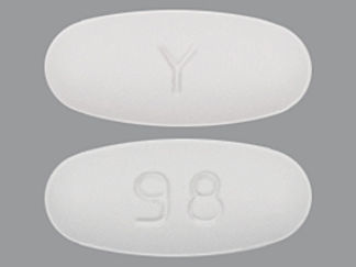 This is a Tablet imprinted with Y on the front, 98 on the back.