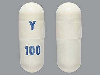 This is a Capsule imprinted with Y on the front, 100 on the back.