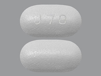 This is a Tablet imprinted with J78 on the front, nothing on the back.