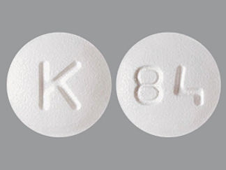 This is a Tablet imprinted with K on the front, 84 on the back.
