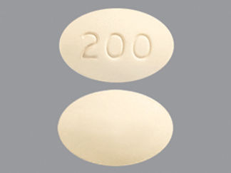 This is a Tablet imprinted with 200 on the front, nothing on the back.