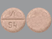 Amiodarone Hcl: This is a Tablet imprinted with logo and 54 on the front, nothing on the back.