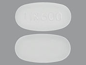 Linezolid: Esto es un Tableta imprimido con LIN 600 en la parte delantera, nada en la parte posterior, y es fabricado por None.