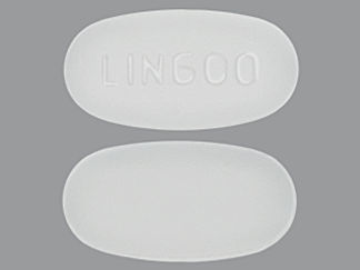 This is a Tablet imprinted with LIN 600 on the front, nothing on the back.