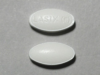 This is a Tablet imprinted with LASIX R on the front, nothing on the back.