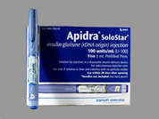 Apidra Solostar: This is a colorless Insulin Pen imprinted with nothing on the front, nothing on the back, and is manufactured by SANOFI-AVENTIS.