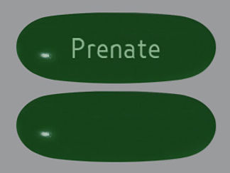 This is a Capsule imprinted with Prenate on the front, nothing on the back.