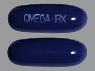 Esto es un Cápsula imprimido con OMEGA-RX en la parte delantera, nada en la parte posterior, y es fabricado por None.