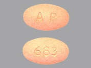 Prolate: This is a Tablet imprinted with A P on the front, 683 on the back.