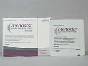Menostar: This is a Patch Transdermal Weekly imprinted with nothing on the front, nothing on the back, and is manufactured by BAYER,PHARM DIV.