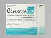 Climara Pro: This is a Patch Transdermal Weekly imprinted with Climara 0.045/0.015mg/day on the front, nothing on the back.