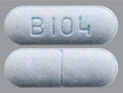 Sotalol: Esto es un Tableta azul claro oblongo imprimido con B104 en la parte delantera, nada en la parte posterior, y es fabricado por MARLEX PHARM..