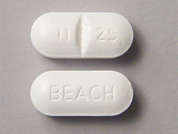 K-Phos Neutral: This is a white oblong Tablet imprinted with BEACH on the front, 11  25 on the back, and is manufactured by BEACH PRODUCTS.