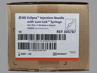 Jeringa Empty Disposable de 25Gx1" de Eclipse Syringe