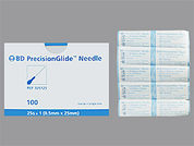 Precisionglide: This is a Needle Disposable imprinted with nothing on the front, nothing on the back.