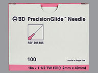 B-D Precisionglide Needle 22Gx3/4" Needle Disposable