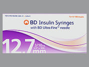 B-D Insulin Syringe: Esto es un Jeringa Empty Disposable imprimido con nada en la parte delantera, nada en la parte posterior, y es fabricado por None.