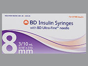 B-D Insulin Syringe: Esto es un Jeringa Empty Disposable imprimido con nada en la parte delantera, nada en la parte posterior, y es fabricado por None.